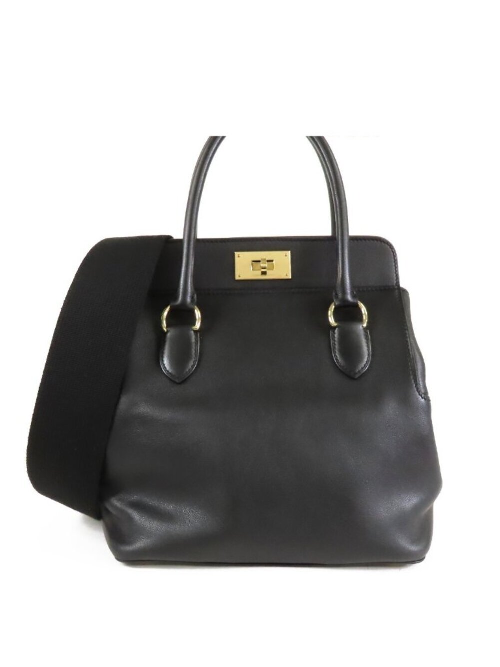 Hermes Toolbox 20 Black Gold Swift 2-Way Shoulder Bag